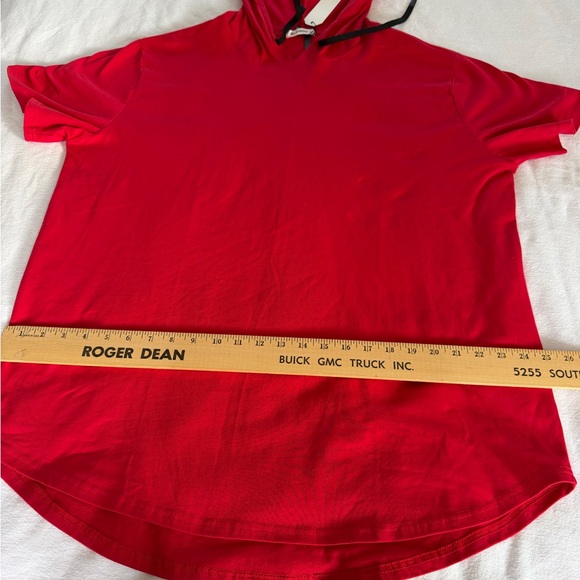 NWT KLIEGOU Red Hooded T-Shirt XXL Minimalist Athleisure Unisex Streetwear - Picture 8 of 8